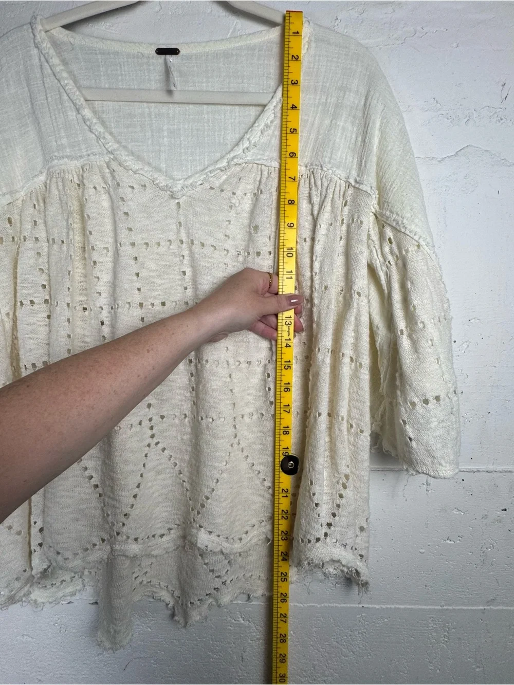 Free People Summer Lovin Top Blouse Linen Blend Frayed Trim M Raw Hem Distressed